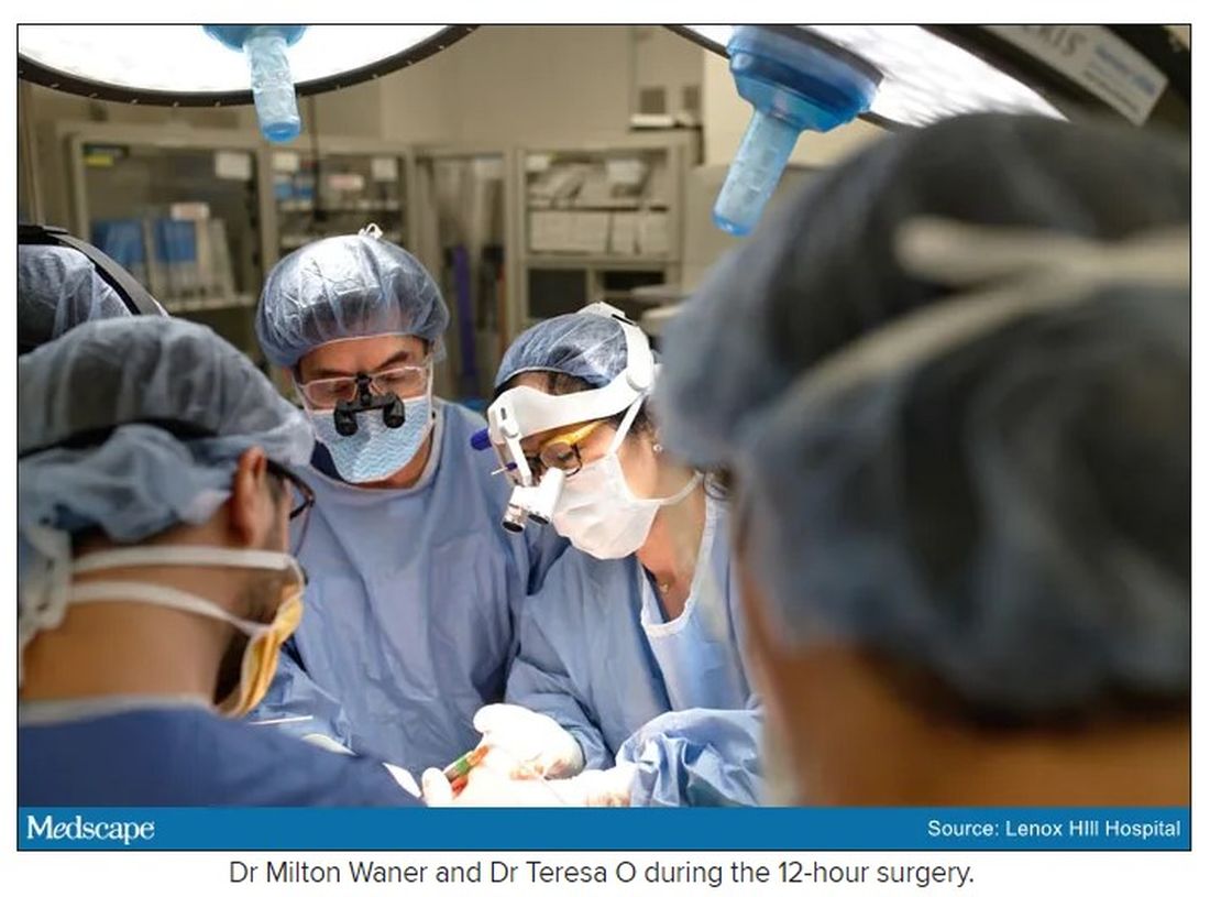 Dr. Milton Waner and Dr. Teresa O during the 12-hour surgery.