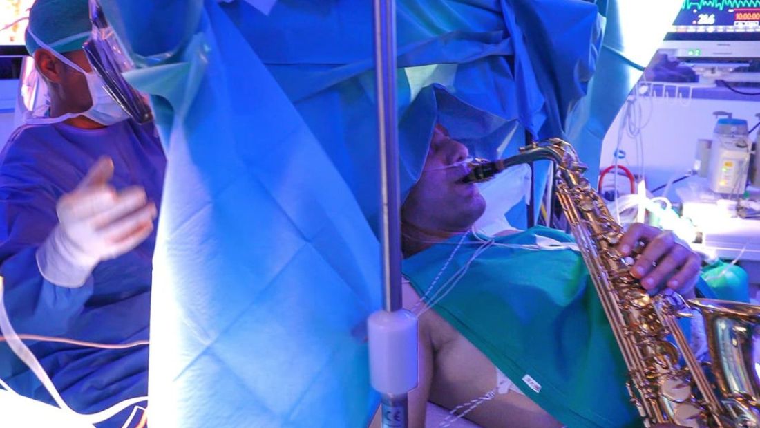Patient plays saxophone during brain surgery