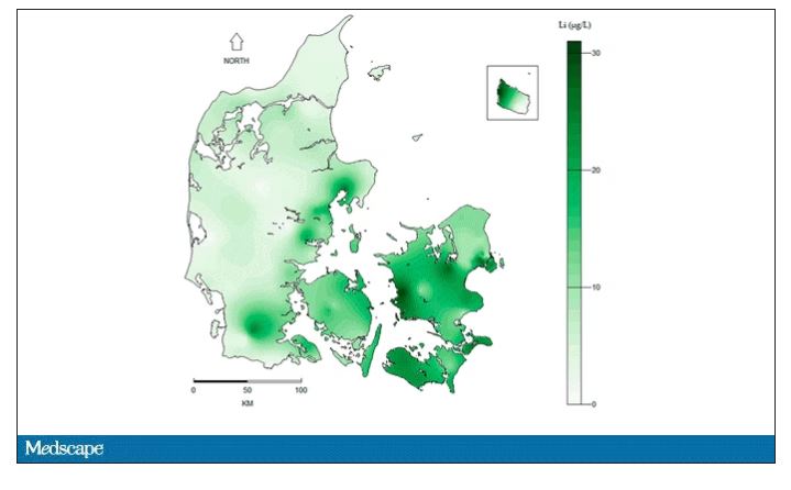 Groundwater lithium levels in Denmark