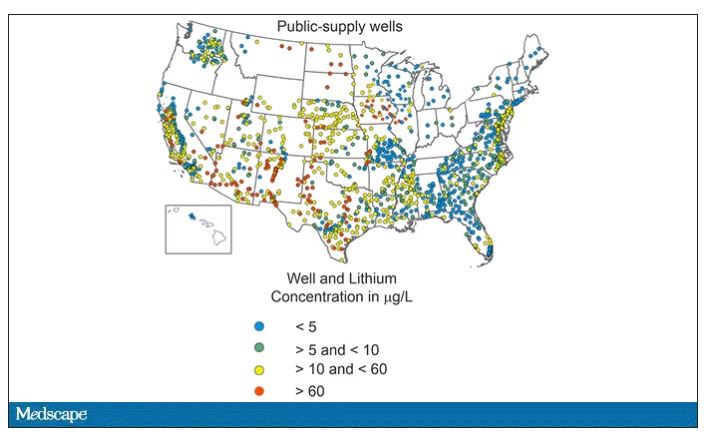 public-supply wells and lithium levels