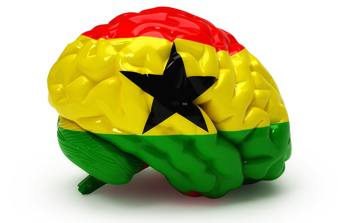 Brain with Ghana flag