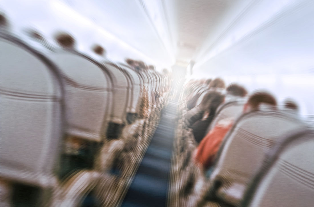 Inside of airplane cabin