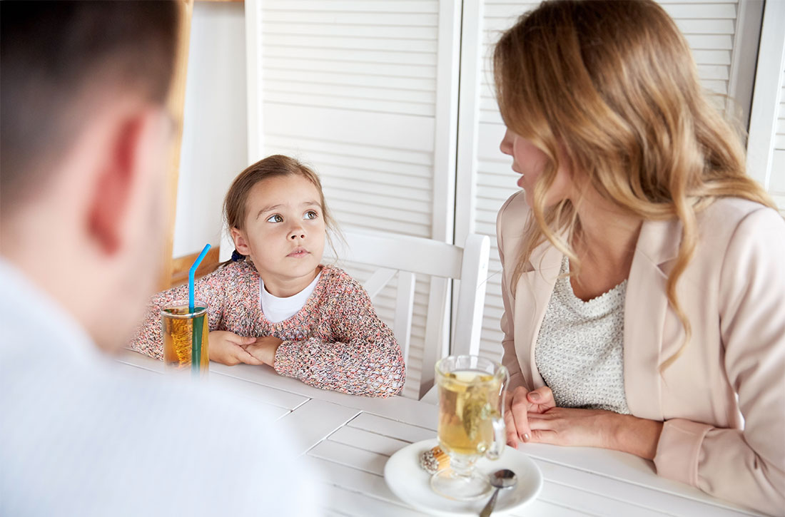 Parents talking to child