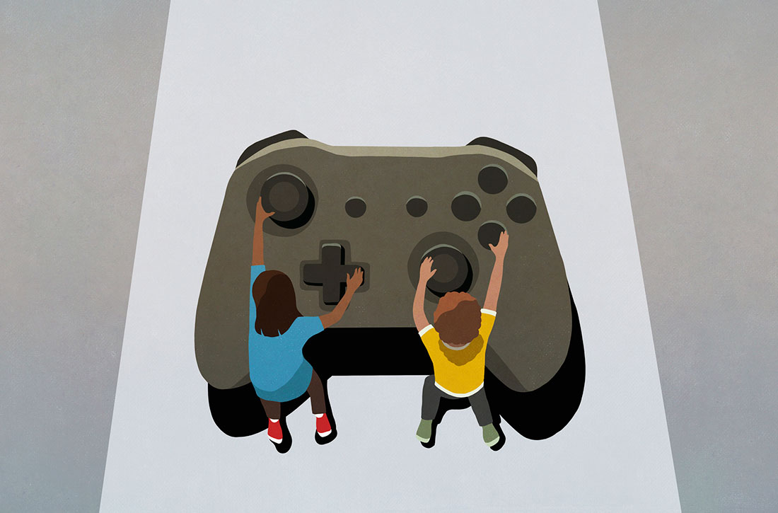 Game controller with children