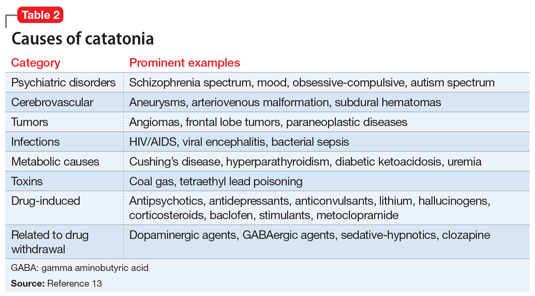 Causes of catatonia