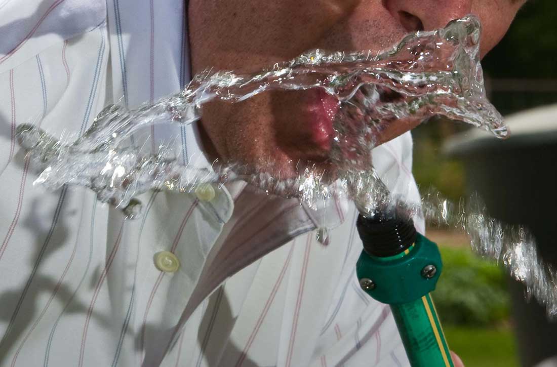 Drinking from hose