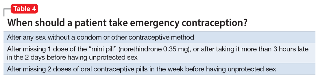 When should a patient take emergency contraception?