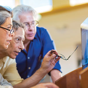 Looking at computer screen