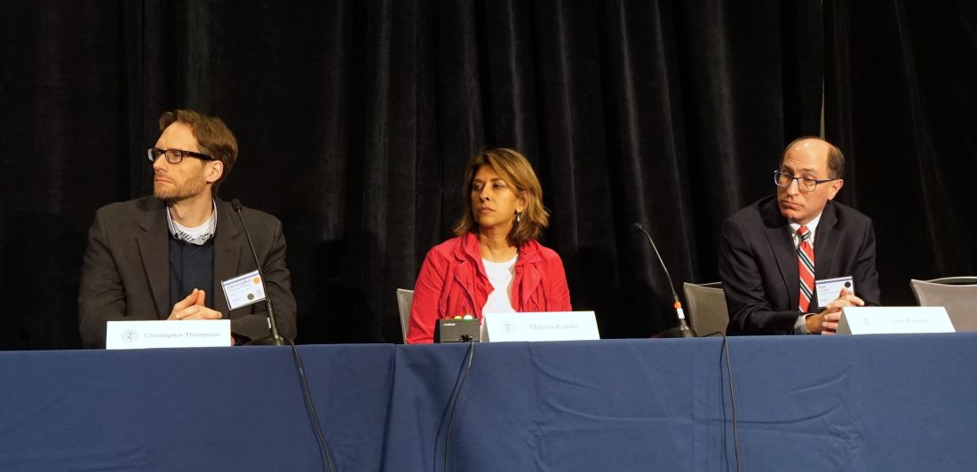 From left, Dr. Christopher Thompson, Dr. Mariana Kurian, Dr. Lee Kaplan