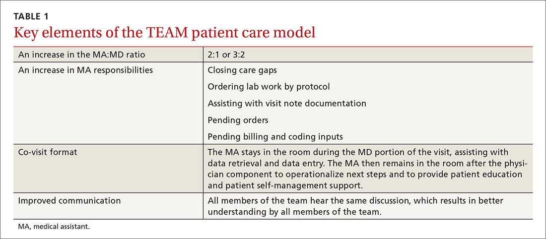 Key elements of the TEAM patient care model