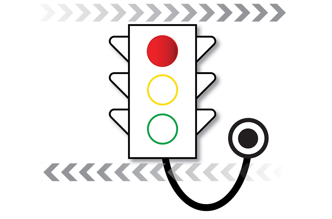 Stoplight attached to stethoscope