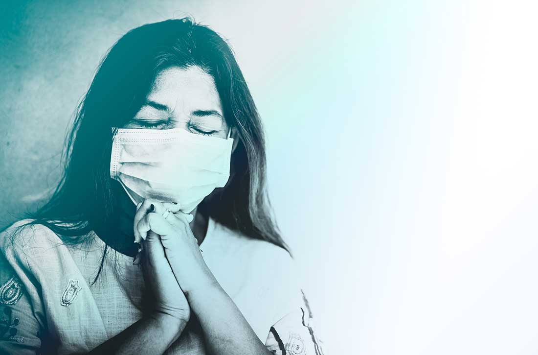 Woman wearing face mask