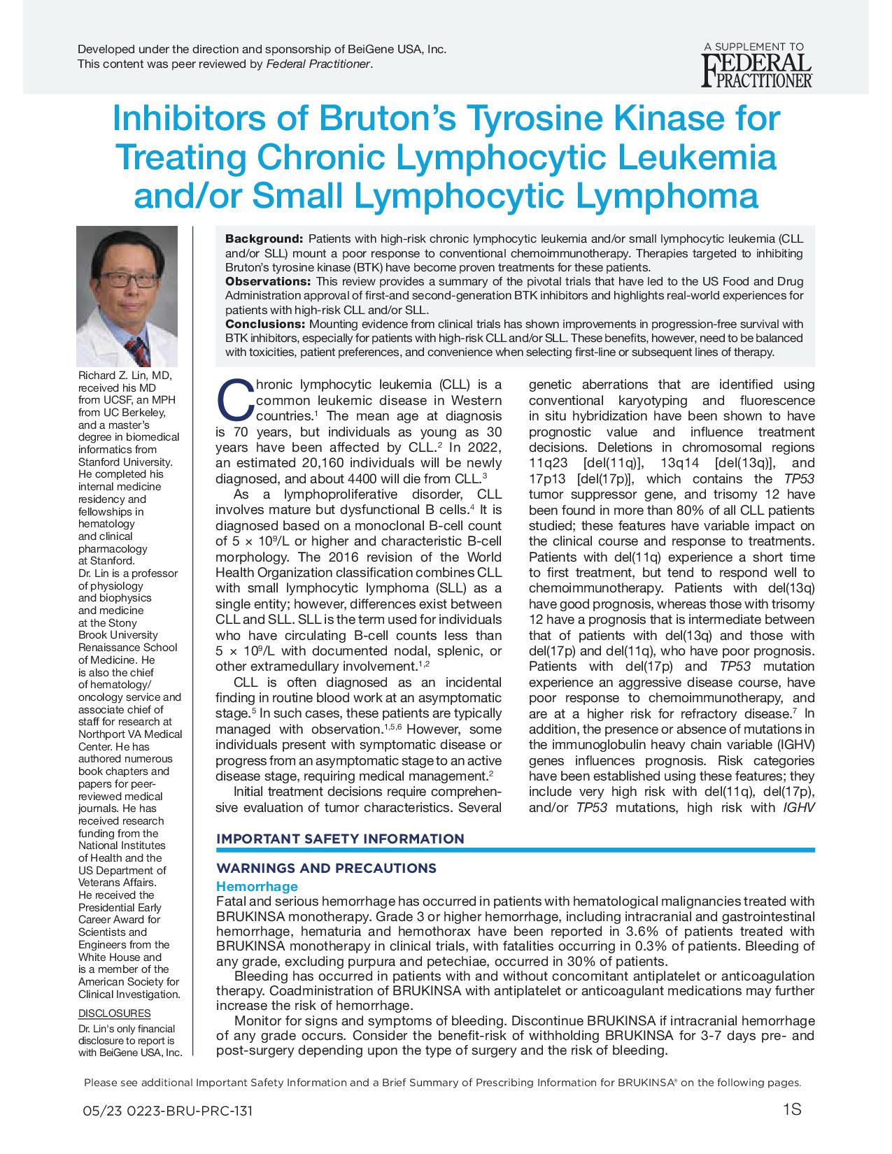 Inhibitors Of Bruton’s Tyrosine Kinase For Treating Chronic Lymphocytic ...