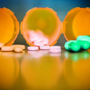 opioid pills in pill bottles 