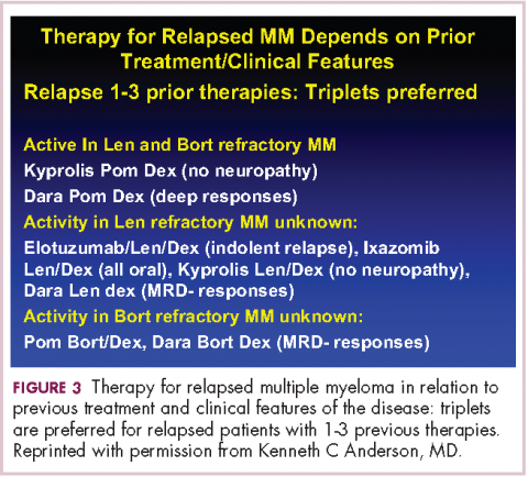 Figure 3. Therapy for relapsed MM depends on previous treatment and clinical features.