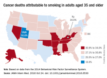 Cancer deaths attributable to cigarette smoking in adults aged 35 and older, 2014