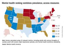 Mental health ranking combines prevalence, access measures