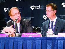 Dr. Gregg W. Stone and Dr. Evald H. Christiansen speak during the TCT meeting.