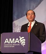 HHS Secretary Alex Azar speaking at the AMA National Advocacy Conference, Feb. 12, 2019
