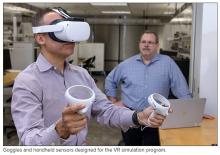 Man participates in VR similation program.