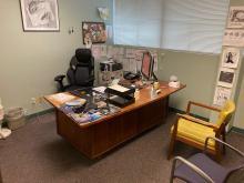 The desk in Dr. Block's office