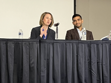 Dr. Vishal A. Patel (right) director of the cutaneous oncology program at the GW Cancer Center, and Dr. Christina Prather, MD, director and associate professor of geriatrics and palliative medicine, George Washington University.