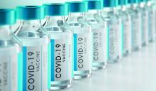 Close-up of bottles of COVID-19 vaccine