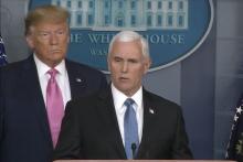 President Trump and Vice President Pence at a news conference Feb. 26, 2020, on the coronavirus outbreak.