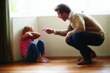 Father shouting at young daughter