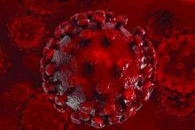This image is a 3D illustration of the HIV virus