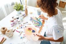 A woman paints