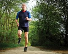 An active senior man jogging