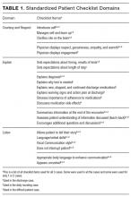 Standardized Patient Checklist Domains