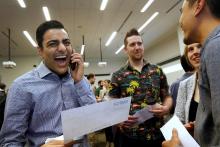 Ishan Patel shares the news of his residency match at OHSU's Match Day, March 17, 2017 in Portland.