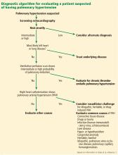 Diagnostic algorithm for evaluating a patient suspected of having pulmonary hypertension