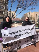 Endometriosis advocates Casey Berna and Heather Guidone want ACOG to involve patients in developing new guidelines on the disease. They brought their message to the ACOG headquarters this spring, and through an online protest.