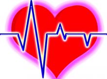 heart EKG superimposed