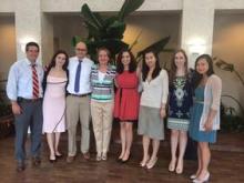 State University of New York at Stony Brook residents with guest lecturer, Jean L. Bolognia, MD (left to right): Daniel Lozeau, MD; Nika Finelt, MD; Roman Bronfenbrener, MD; Jean L. Bolognia, MD; Sara Moghaddam, MD; Yoojin Lee, MD; Antonia Fthenakis, MD; and Lisa Anthony, MD.