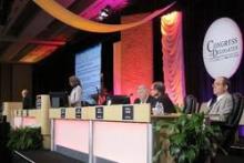 Members of the AAFP board listen to debate at the Congress of Delegates. 