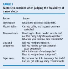 Factors to consider when judging the feasibility of a new study