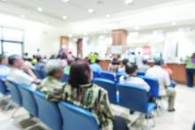 Busy waiting room at medical clinic