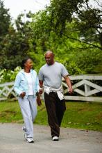 Couple walking for exercise