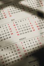 Calendar showing months