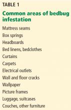 Common areas of bedbug infestation