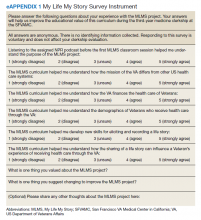 My Life My Story Survey Instrument