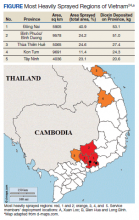 Most Heavily Sprayed Regions of Vietnam table