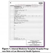 Figura 1. Internal Medicine Template Hospital Progress Note at Lee Memorial Health Systems.