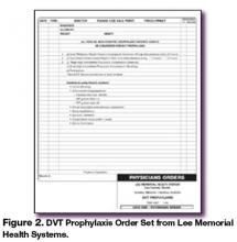 Obrázek 2. DVT profylaxe objednávka Set od Lee Memorial Health Systems.