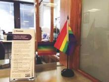 The rainbow flag is displayed at the Pride Clinic in Philadelphia as a symbol of LGBT-friendly health care.
