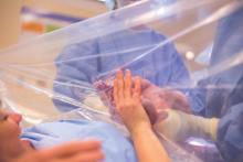 Brigham and Women's Hospital uses clear surgical drapes as part of a gentle cesarean.